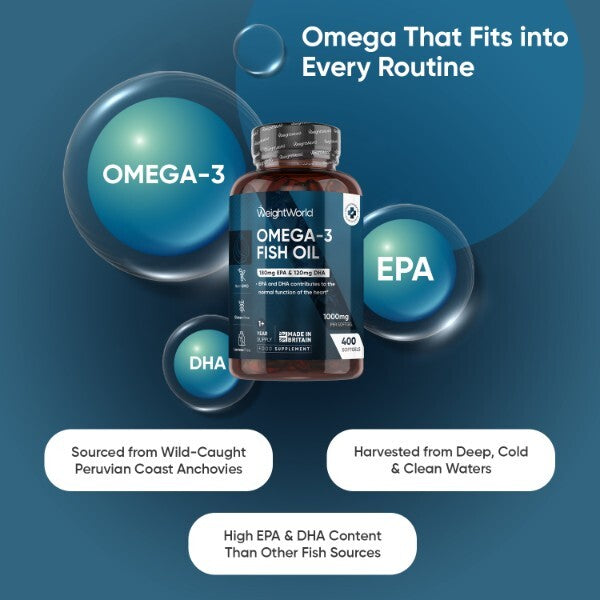 WeightWorld Omega 3 Fish Oil 400 softgels, imported from the UK