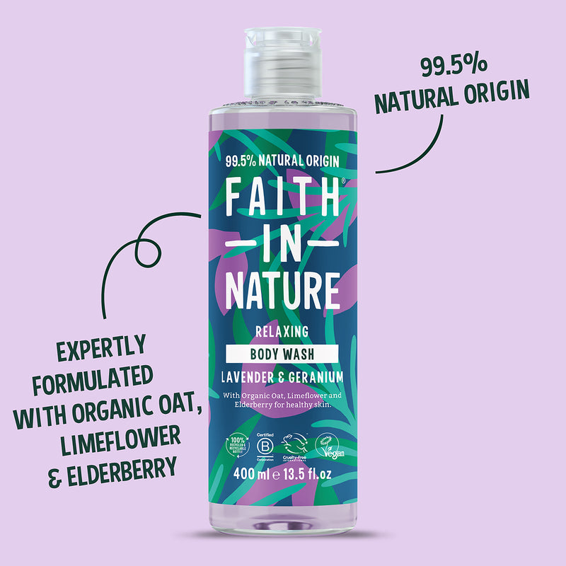 Faith In Nature Body Wash Lavender Geranium 400ml - British product
