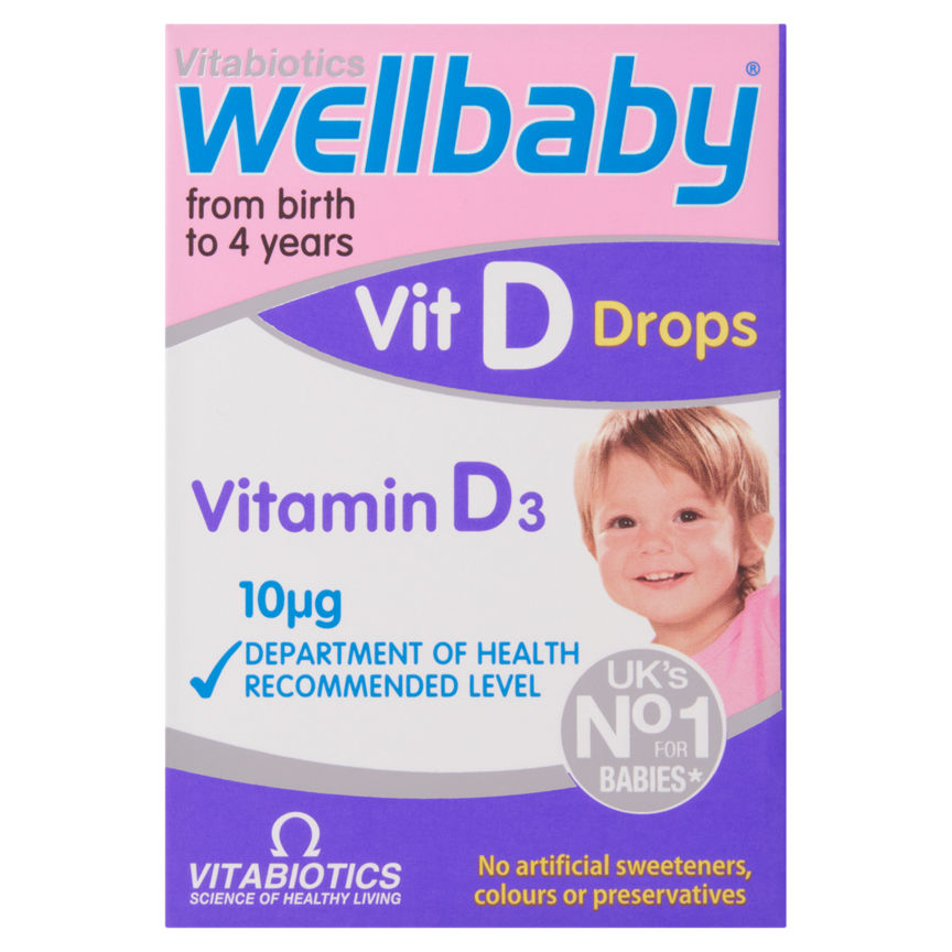 Vitabiotics Wellbaby Vit D Drops Suitable from Birth to 4 Years 3 GOODS ASDA   