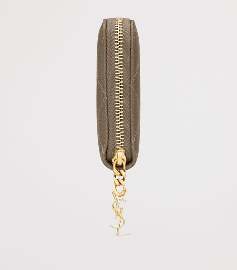 Saint Laurent Matelassé zip-up wallet with YSL monogram (British brand)