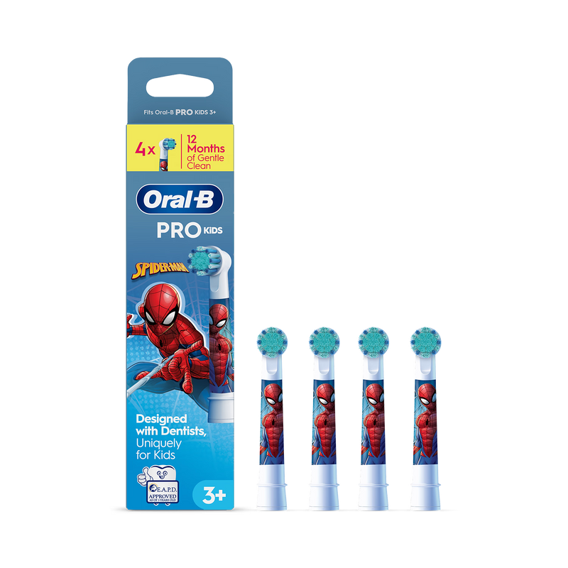 Oral-B Spiderman toothbrush heads pack of 4 (British brand)