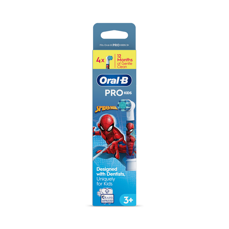 Oral-B Spiderman toothbrush heads pack of 4 (British brand)