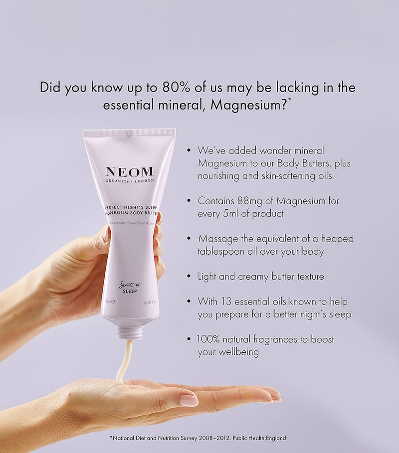 NEOM Perfect Night's Sleep Magnesium Body Butter 200ml, imported from the UK