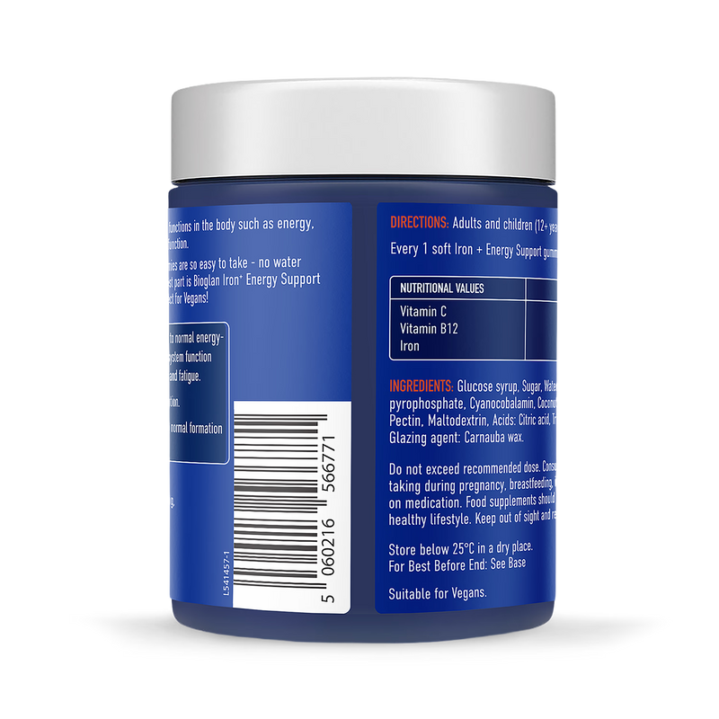 Bioglan iron and vitamin C gummies berry flavour 30 count (British brand)