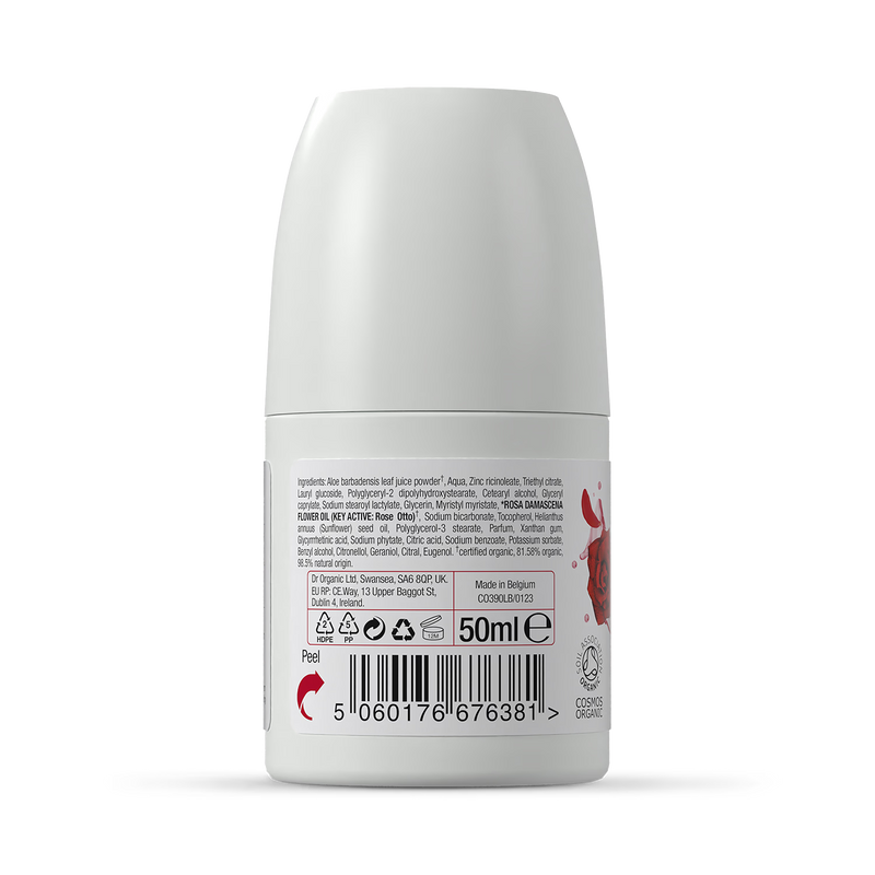 Dr Organic Rose Otto Roll On Deodorant 50ml - British product