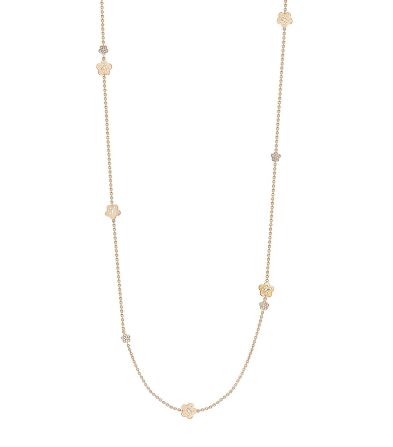 Boodles rose gold blossom charm necklace opera length - British product
