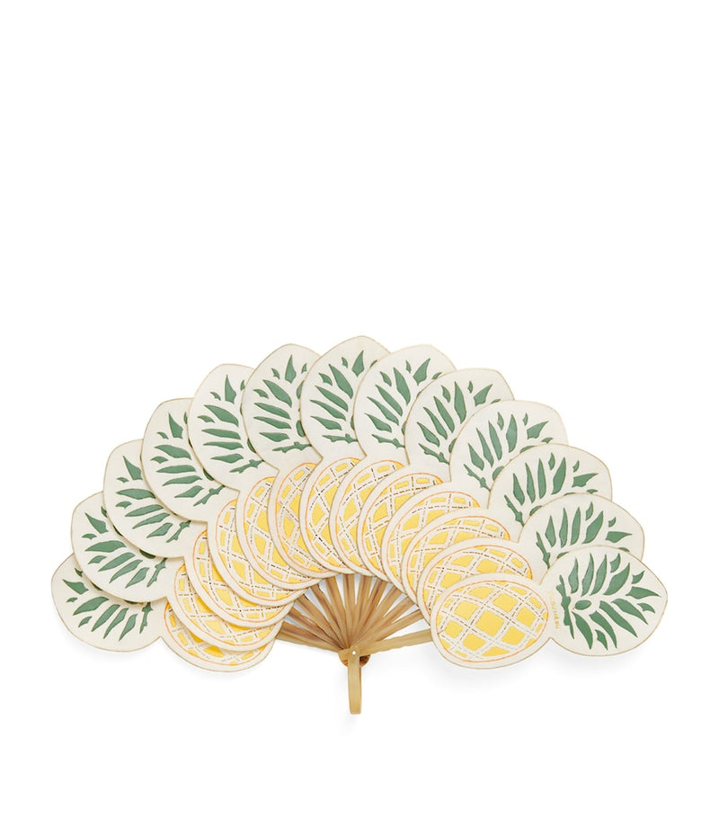 Pubumésu large pineapple fan with oxen horn handle, imported from the UK