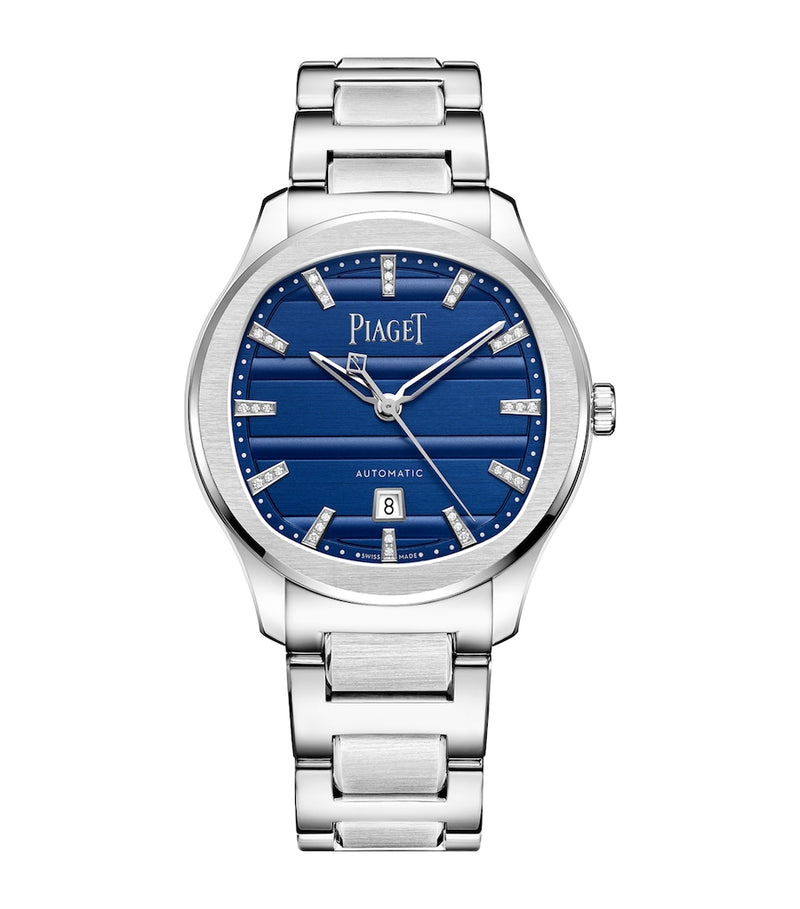Piaget watch diamond indexes blue dial 36mm, UK version