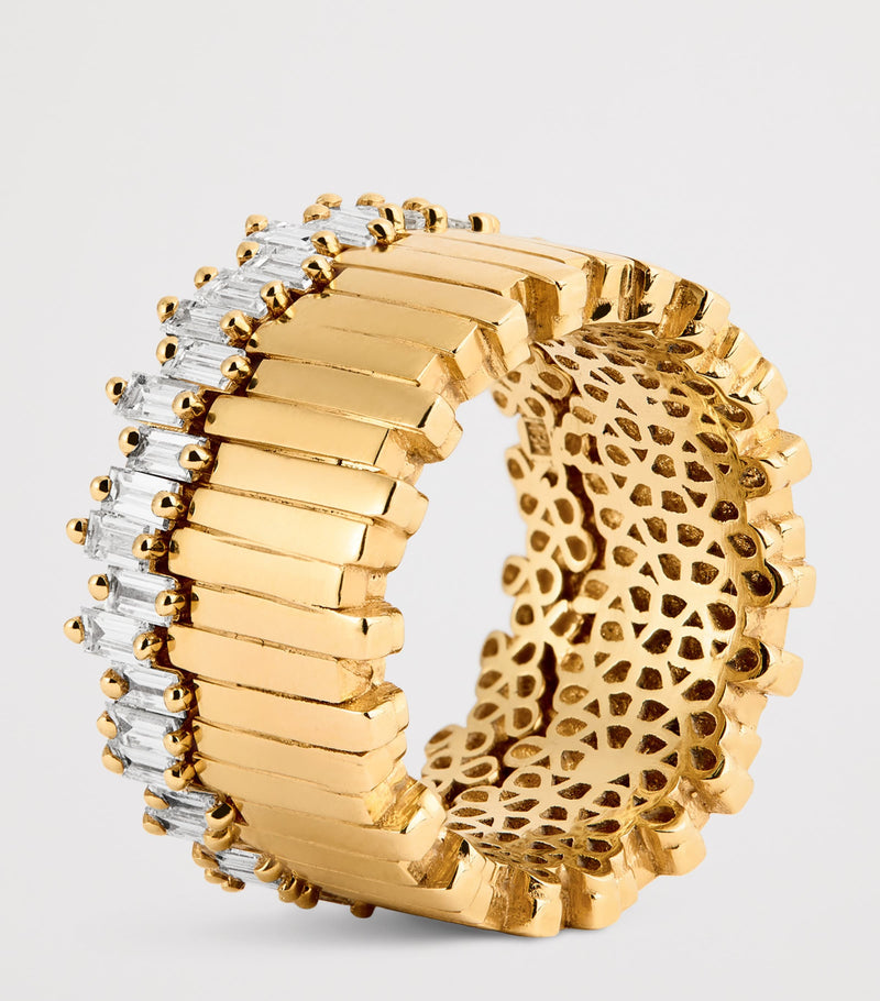 Suzanne Kalan yellow gold diamond stacker eternity ring size 7, UK version