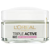 Superdrug L'Oréal Paris Triple Active Dry Sensitive Moisturiser 50ml- Buy online at McGrocer