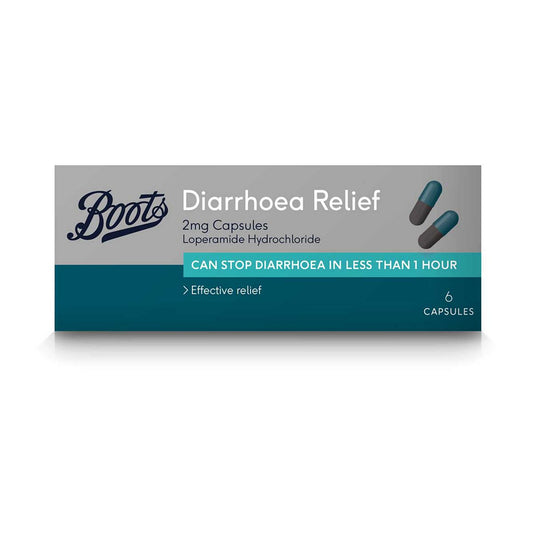 Boots Pharmaceuticals Diarrhoea Relief 2 mg Capsules - 6 Capsules Suncare & Travel Boots   