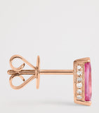 SHAY rose gold stud earrings with pink sapphire and diamond halo - British product
