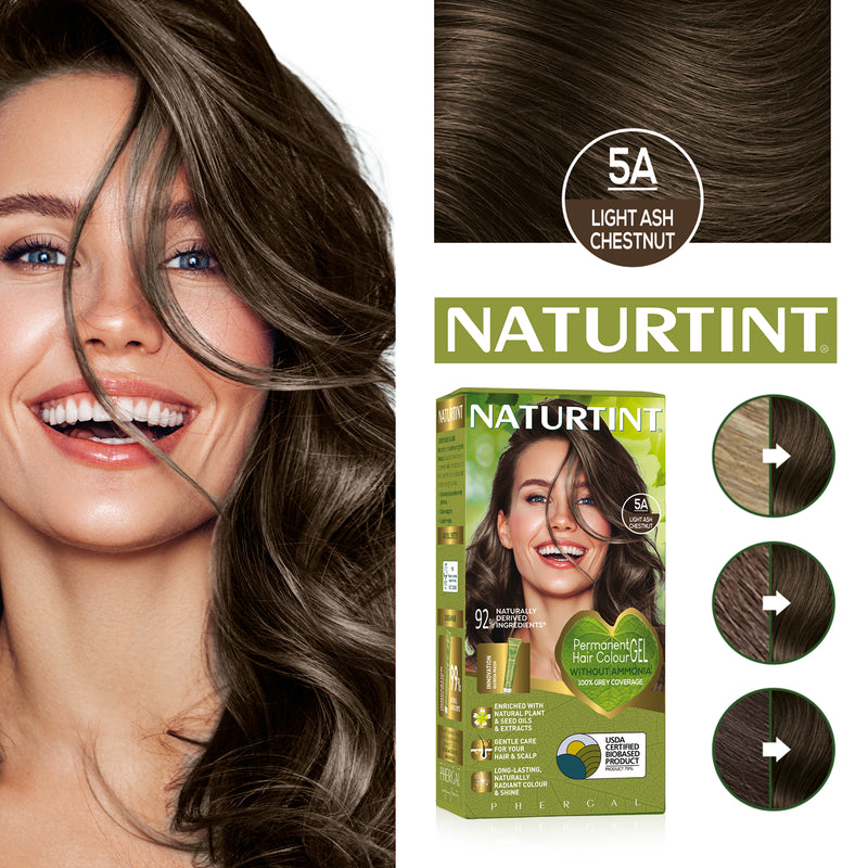 Naturtint hair colour gel 5A Light Ash Chestnut 170ml (British brand)