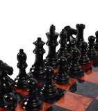 Purling stone chess set with Italian leather and gold, imported from the UK