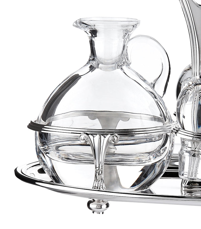 Oval Silver-Plated Cruet Set for Oils and Dressings