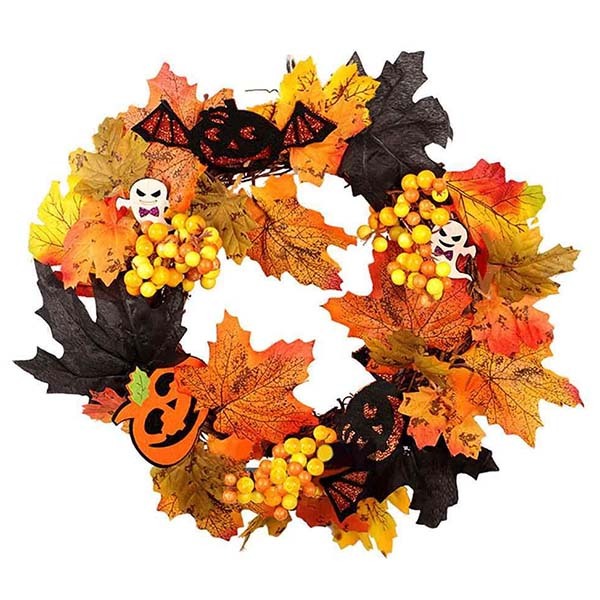 Livingandhome Halloween Wreath LED Lights 35cm, UK version