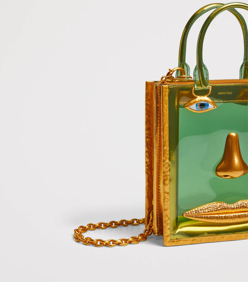 Schiaparelli vinyl face top-handle bag with gold-tone frame (British brand)
