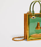 Schiaparelli vinyl face top-handle bag with gold-tone frame (British brand)