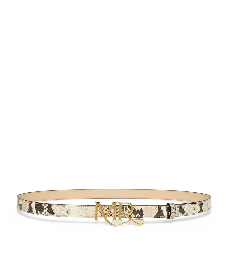 Marina Rinaldi leather snakeskin-effect logo belt, imported from the UK