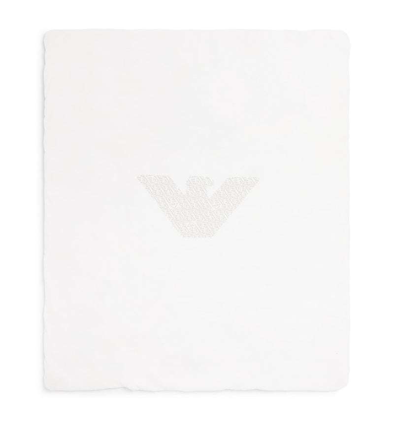 Emporio Armani Kids reversible cotton logo baby blanket 75x65cm (British brand)
