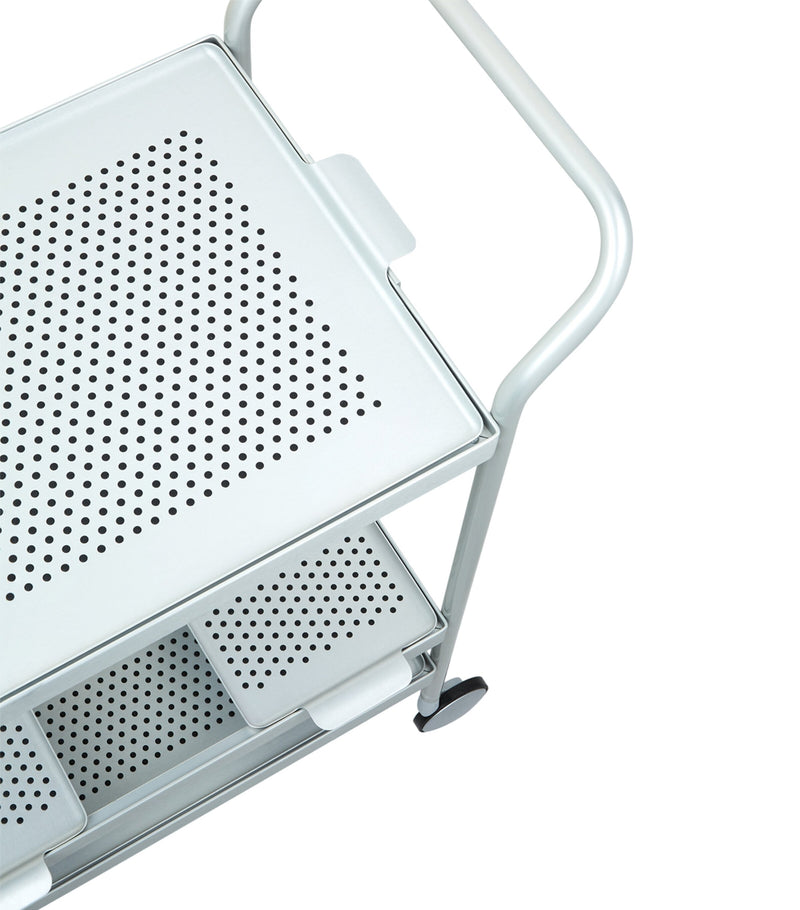 Kaymet aluminium serving trolley with two tiers and wheels, UK version