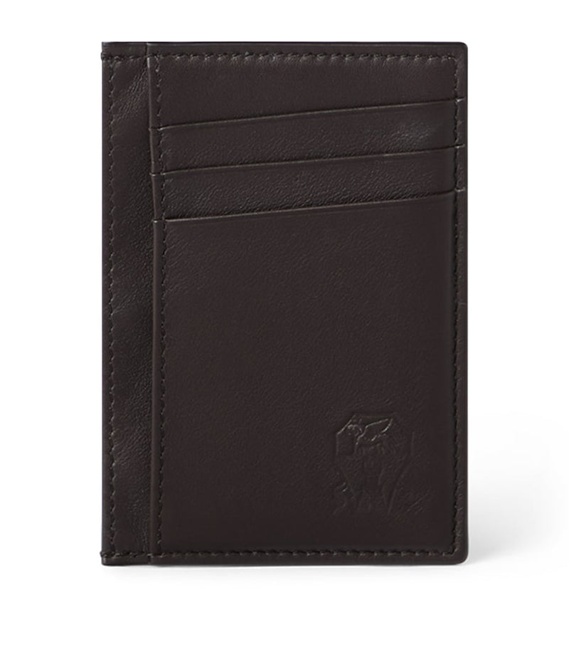 Brunello Cucinelli leather card holder in calfskin, imported from the UK