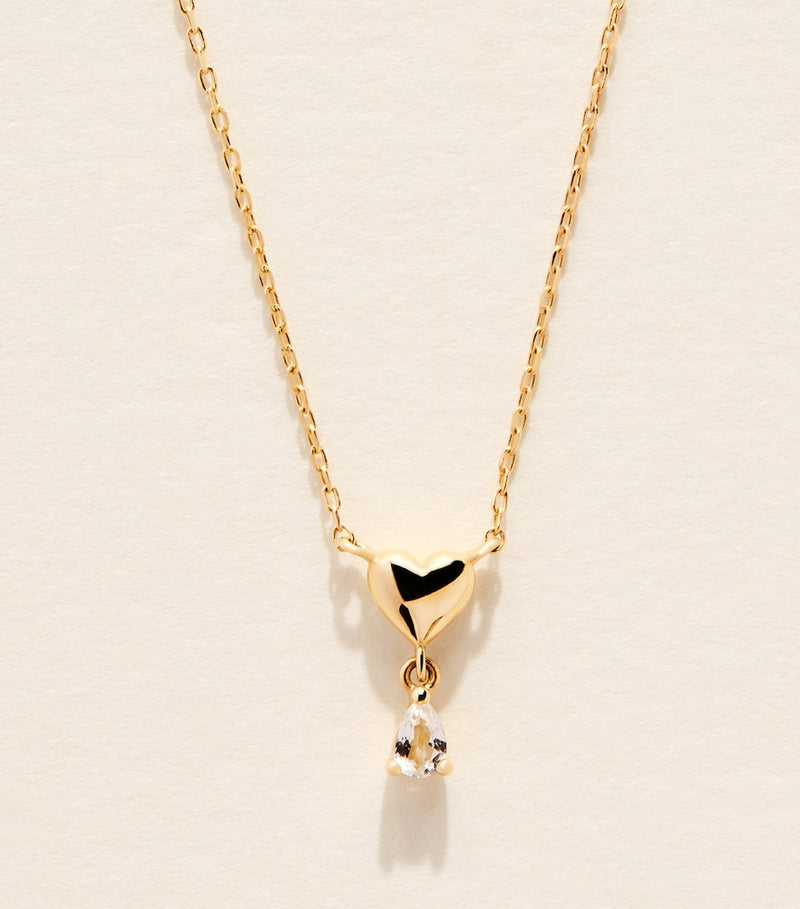 Astrid & Miyu yellow gold topaz heart necklace, UK version