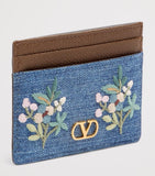 Valentino Garavani denim-leather VLogo signature card holder, UK version