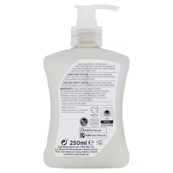 Superdrug Antibacterial Moisture Handwash 250ml (British brand)