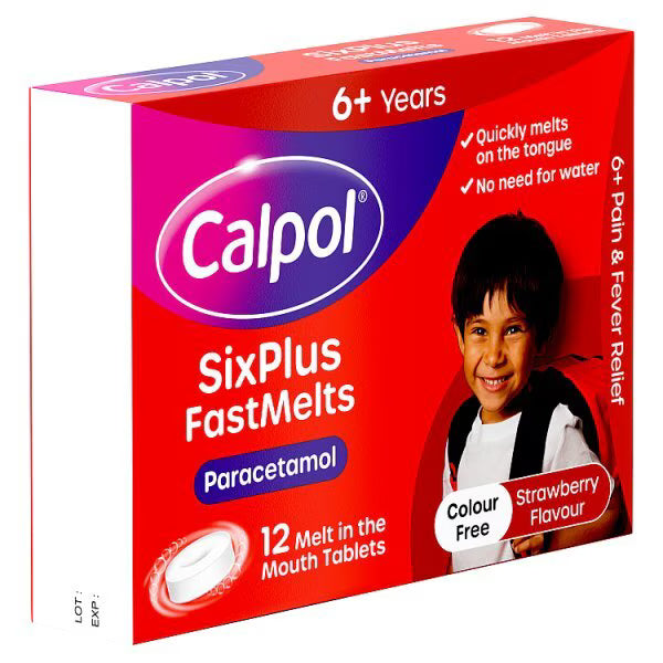 Calpol 6+ Years Fastmelts Strawberry flavour 12 - British product