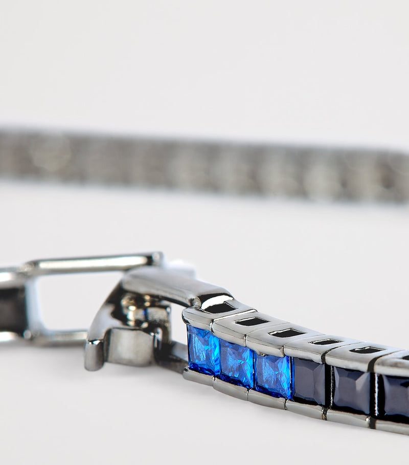 Tateossian sterling silver tennis bracelet with nano stones (British brand)