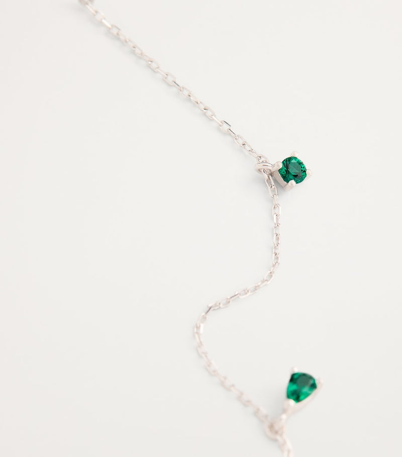 Astrid & Miyu white gold emerald charm necklace 39cm - British product