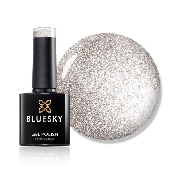 Bluesky Gel Polish Safety Pin Silver Shimmer Finish - British product