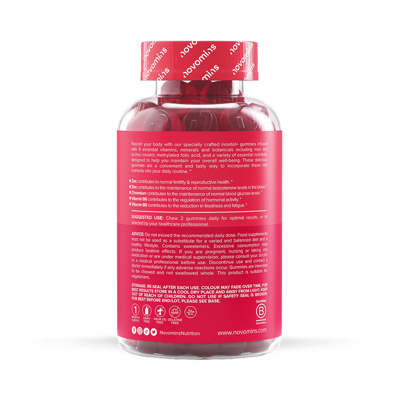 Novomins Inositol+ Strawberry Flavour Gummies 60 Count imported from the UK