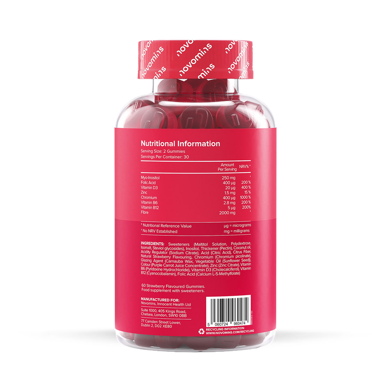 Novomins Inositol+ Strawberry Flavour Gummies 60 Count imported from the UK