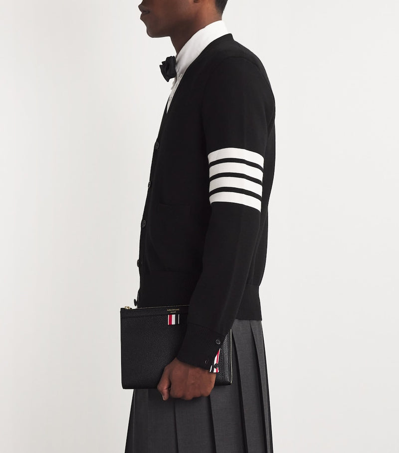 Thom Browne mini leather folio pouch, imported from the UK