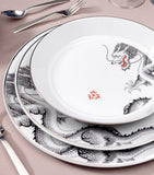 Meissen porcelain dinner plate Lucky Dragon with platinum rim 29cm, imported from the UK