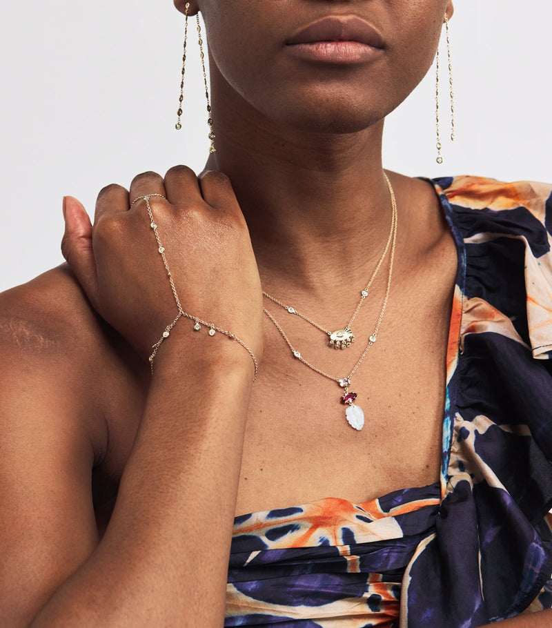 Jacquie Aiche yellow gold tourmaline triple step necklace (British brand)