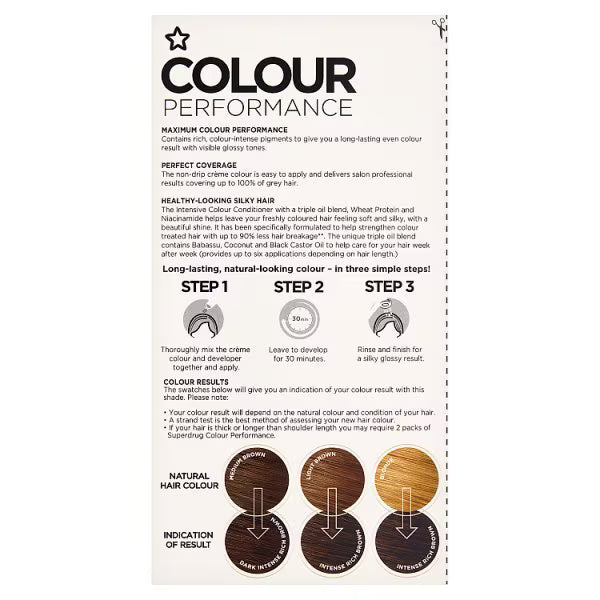 Superdrug permanent hair dye natural rich brown (British brand)