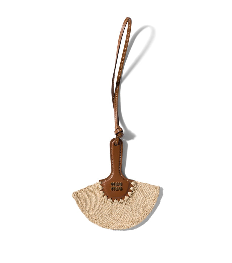 Miu Miu leather raffia fan keyring, imported from the UK