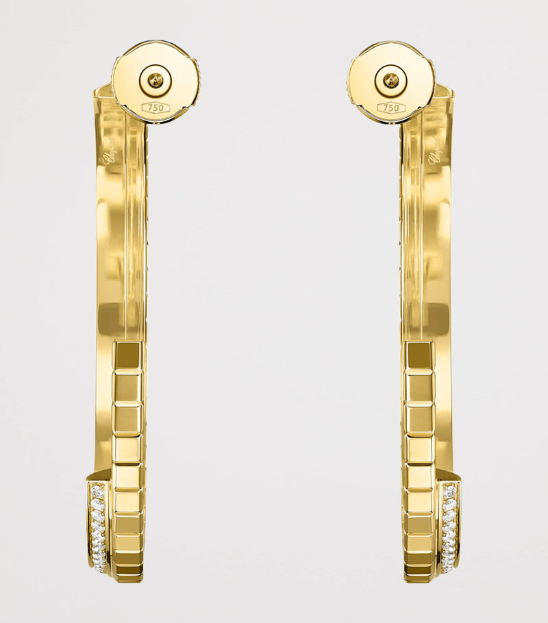 Chopard Ice Cube large hoop earrings yellow gold diamond - British product
