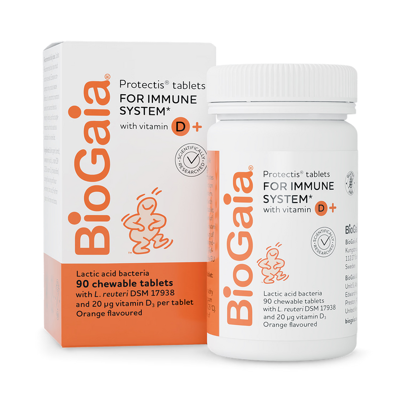 BioGaia Protectis D+ probiotic vitamin D tablets 90 count (British brand)