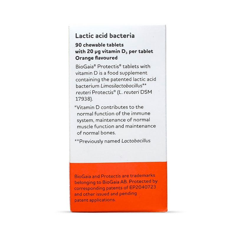 BioGaia Protectis D+ probiotic vitamin D tablets 90 count (British brand)