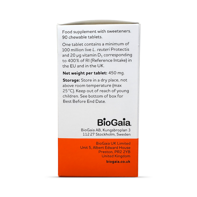BioGaia Protectis D+ probiotic vitamin D tablets 90 count (British brand)