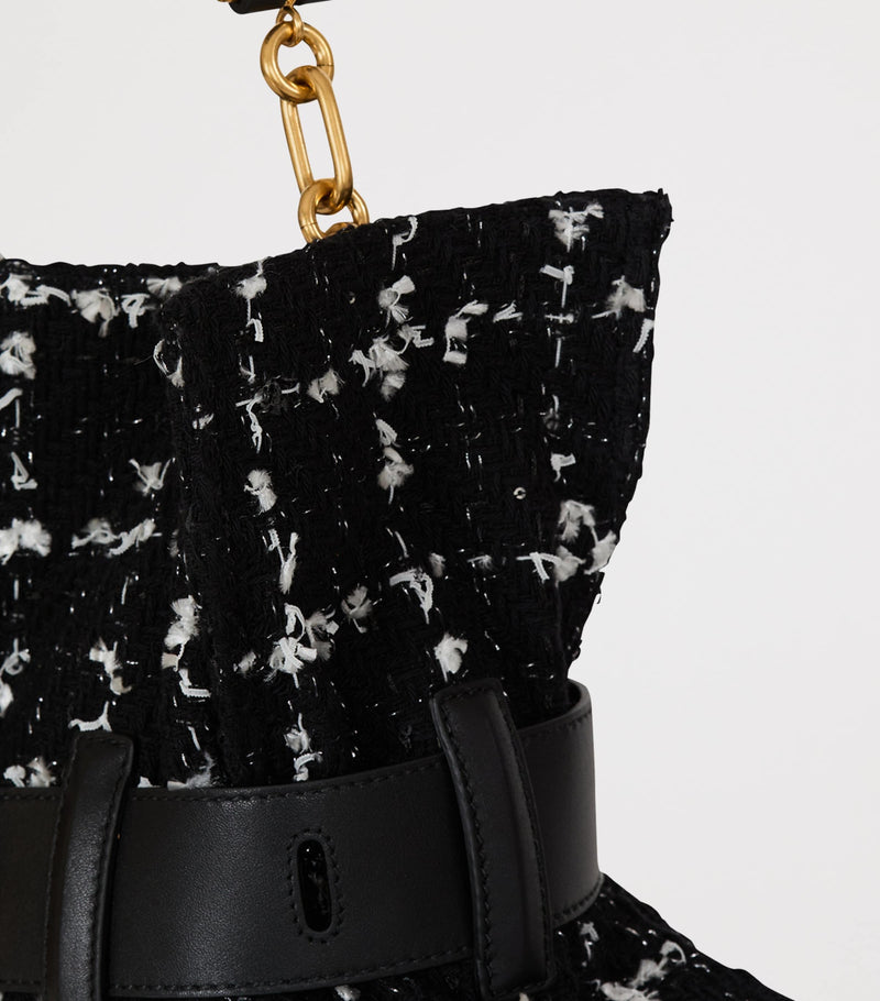 Balmain Anthem shoulder bag medium tweed, imported from the UK