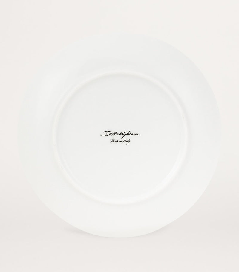 Dolce&Gabbana Casa soup plate set in Verde Maiolica porcelain, 20cm diameter - British product