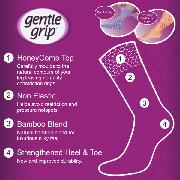Gentle Grip Bamboo socks 6 pack non elastic, UK version