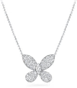 Harrods Graff White Gold and Diamond Pavé Butterfly Small Pendant Necklace- Buy online at McGrocer