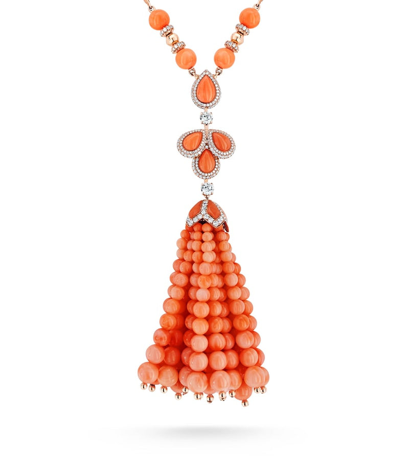 David Morris rose gold and diamond tassel necklace - British product