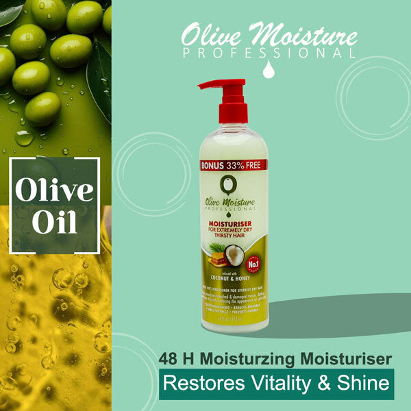 Olive Moisture professional hair moisturiser for dry hair, imported from the UK